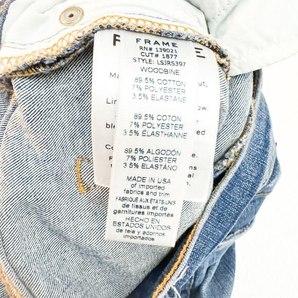 Frame Le Skinny de Jeanne Raw Distressed Hem Denim Jeans Woodbine Size 24 - Picture 7 of 8